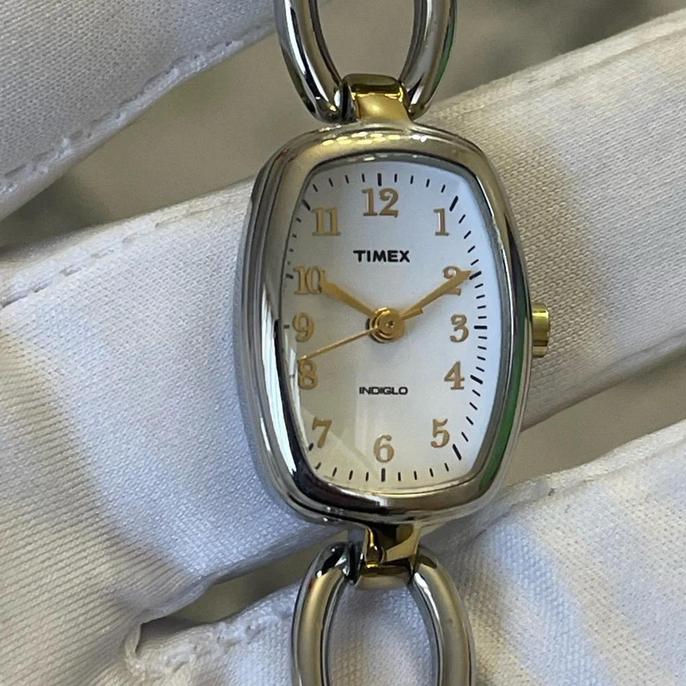 TIMEX INDIGLO Womens Goldtone & Silvertone CR 1216 CELL Quartz Very Rare - Picture 3 of 8